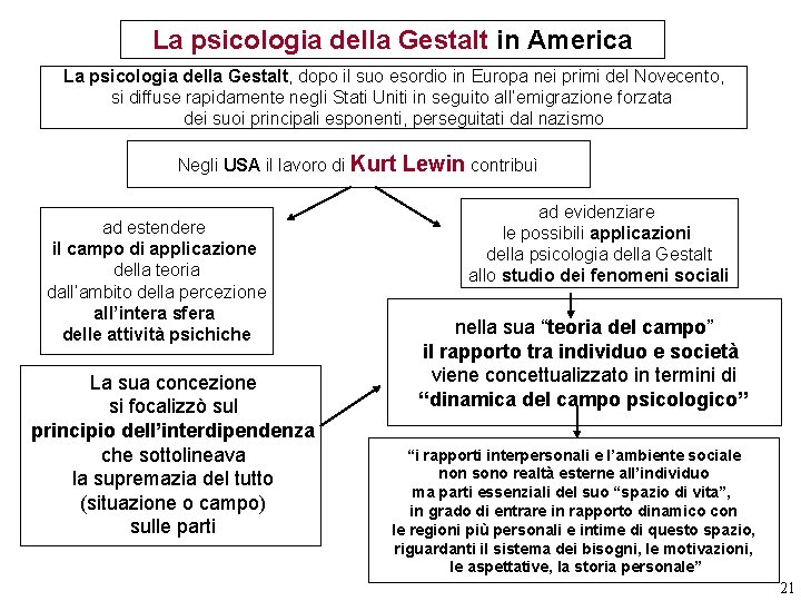 La psicologia della Gestalt in America La psicologia della Gestalt, dopo il suo esordio