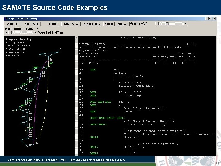 SAMATE Source Code Examples Software Quality Metrics to Identify Risk - Tom Mc. Cabe SAMATE Source Code Examples Software Quality Metrics to Identify Risk - Tom Mc. Cabe