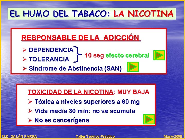 EL HUMO DEL TABACO: LA NICOTINA RESPONSABLE DE LA ADICCIÓN Ø DEPENDENCIA 10 seg