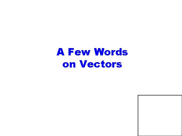 A Few Words on Vectors 