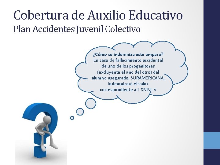 Cobertura de Auxilio Educativo Plan Accidentes Juvenil Colectivo ¿Cómo se indemniza este amparo? En