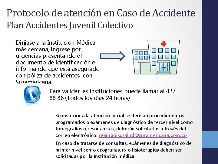 Protocolo de atención en Caso de Accidente Plan Accidentes Juvenil Colectivo Diríjase a la