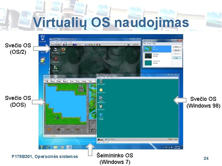 Virtualių OS naudojimas Svečio OS (OS/2) Svečio OS (DOS) P 175 B 301, Operacinės