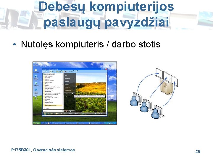 Debesų kompiuterijos paslaugų pavyzdžiai • Nutolęs kompiuteris / darbo stotis P 175 B 301,