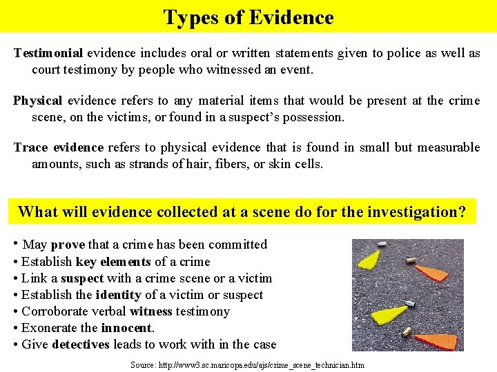 Types of Evidence Testimonial evidence includes oral or written statements given to police as Types of Evidence Testimonial evidence includes oral or written statements given to police as