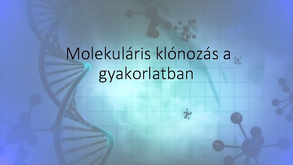 Molekuláris klónozás a gyakorlatban 