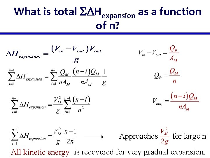 What is total SDHexpansion as a function of n? Approaches for large n ________