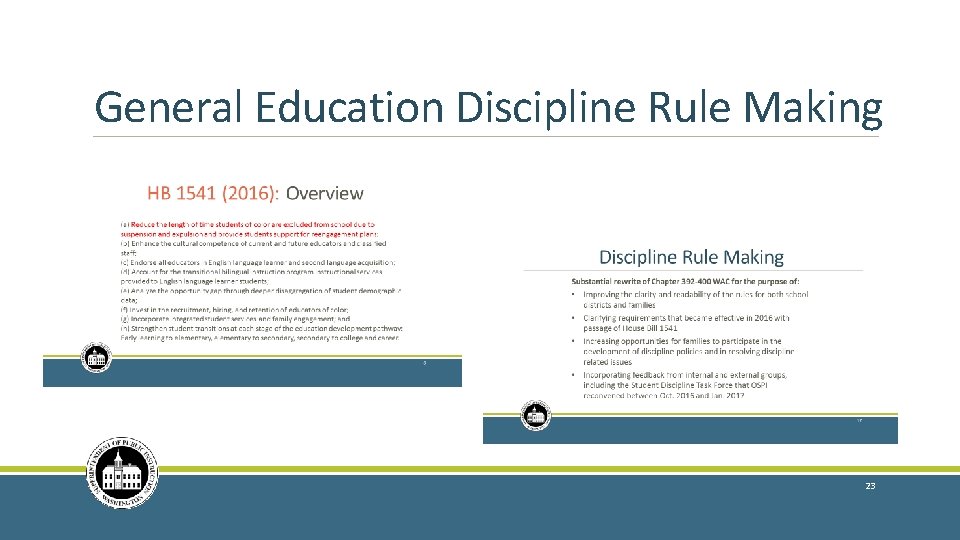 General Education Discipline Rule Making 23 