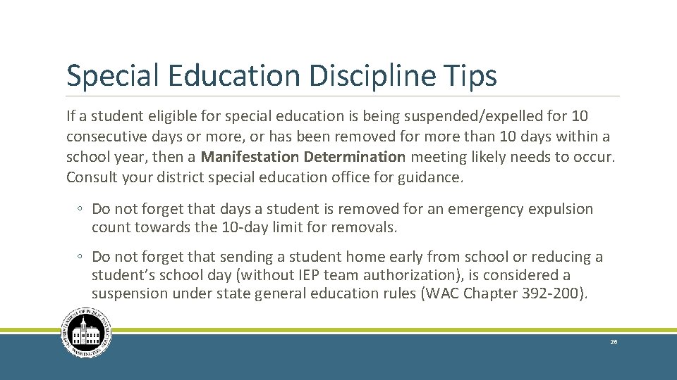 Special Education Discipline Tips If a student eligible for special education is being suspended/expelled