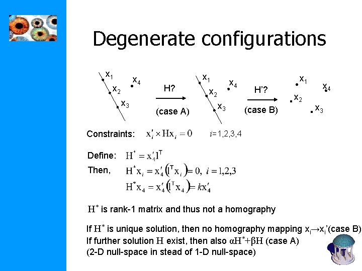 Degenerate configurations x 1 x 4 x 2 x 3 Constraints: H? (case A)