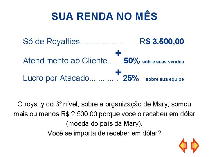 SUA RENDA NO MÊS Só de Royalties. . . . . R$ 3. 500,