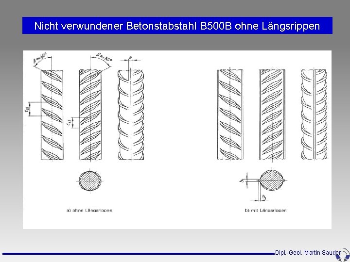 Nicht verwundener Betonstabstahl B 500 B ohne Längsrippen Dipl. -Geol. Martin Sauder Nicht verwundener Betonstabstahl B 500 B ohne Längsrippen Dipl. -Geol. Martin Sauder