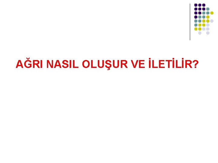 AĞRI NASIL OLUŞUR VE İLETİLİR? 