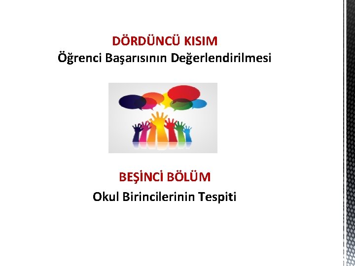 DÖRDÜNCÜ KISIM Öğrenci Başarısının Değerlendirilmesi BEŞİNCİ BÖLÜM Okul Birincilerinin Tespiti 