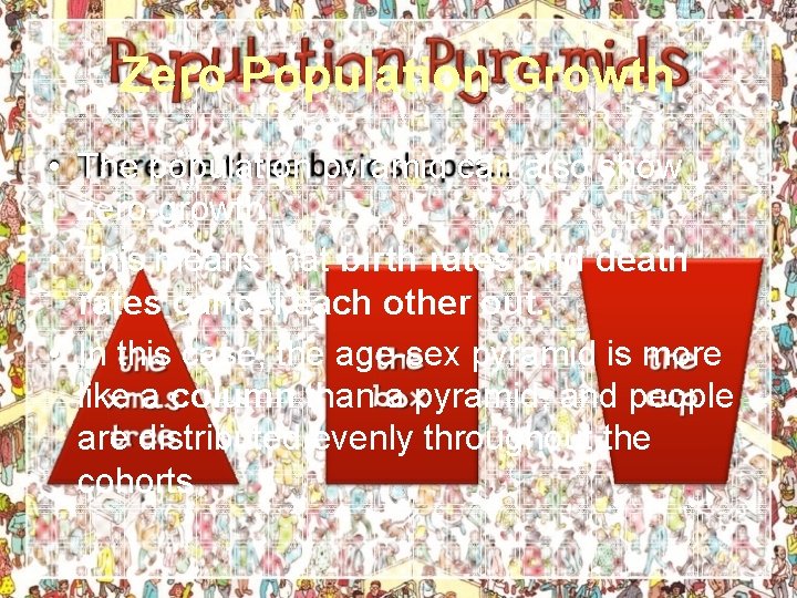 Zero Population Growth • The population pyramid can also show zero-growth. • This means