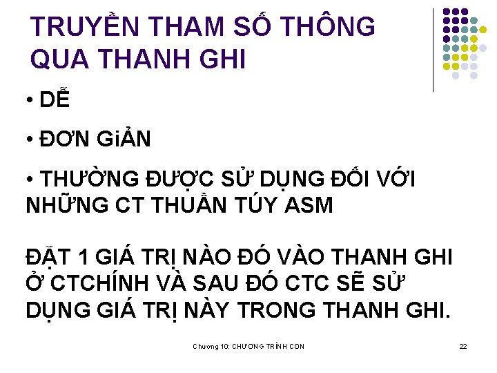 TRUYỀN THAM SỐ THÔNG QUA THANH GHI • DỄ • ĐƠN GiẢN • THƯỜNG