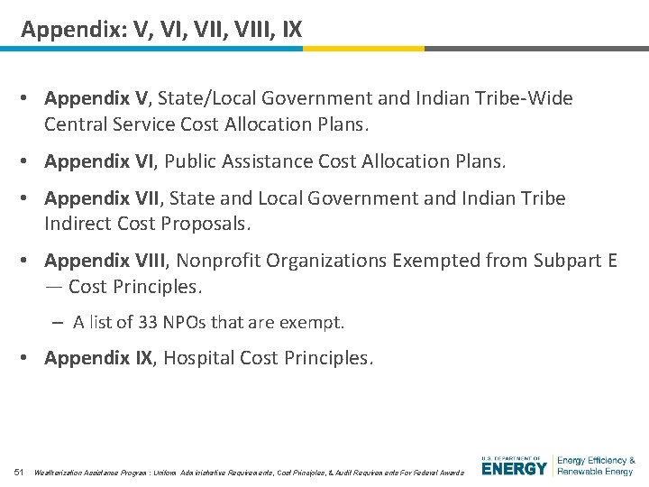 Appendix: V, VII, VIII, IX • Appendix V, State/Local Government and Indian Tribe-Wide Central