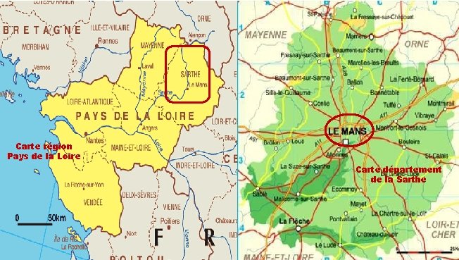 Carte région Pays de la Loire Carte département de la Sarthe 