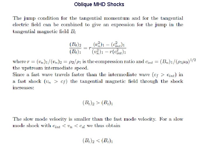 Oblique MHD Shocks 