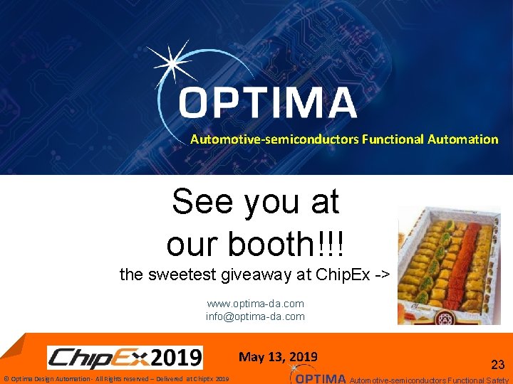 Automotive-semiconductors Functional Automation See you at our booth!!! the sweetest giveaway at Chip. Ex