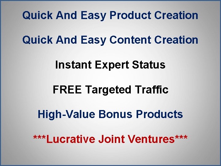 Quick And Easy Product Creation Quick And Easy Content Creation Instant Expert Status FREE Quick And Easy Product Creation Quick And Easy Content Creation Instant Expert Status FREE