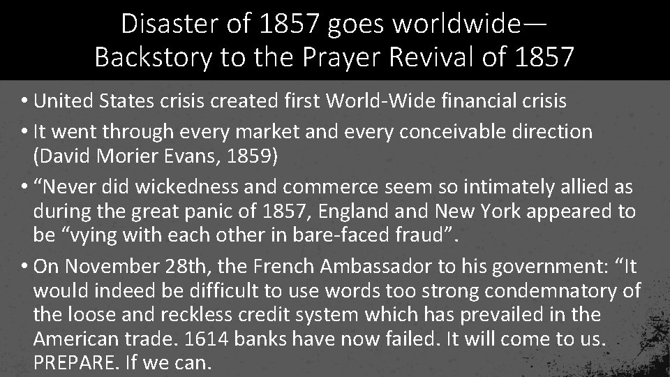 Disaster of 1857 goes worldwide— Backstory to the Prayer Revival of 1857 • United