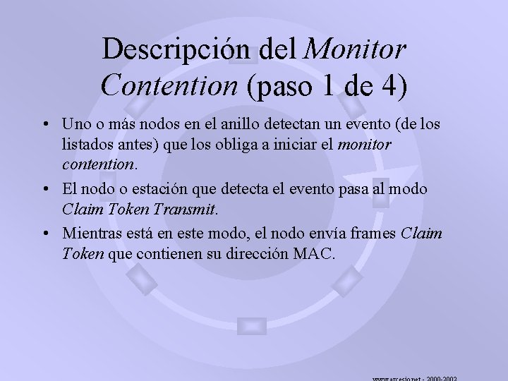 Descripción del Monitor Contention (paso 1 de 4) • Uno o más nodos en