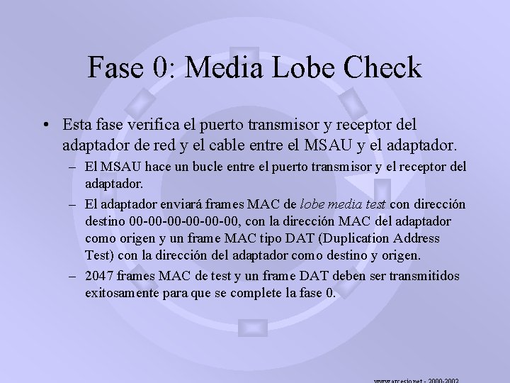 Fase 0: Media Lobe Check • Esta fase verifica el puerto transmisor y receptor