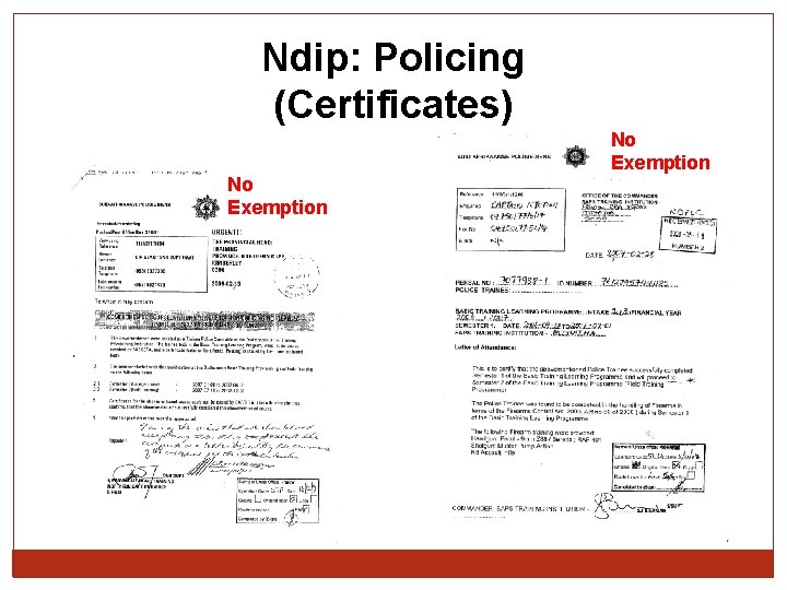 Ndip: Policing (Certificates) No Exemption 