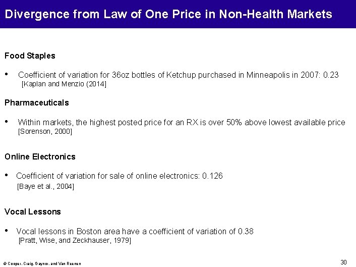 Divergence from Law of One Price in Non-Health Markets Food Staples • Coefficient of