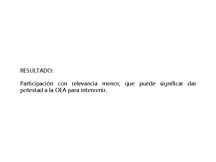 RESULTADO: Participación con relevancia menor, que puede significar dar potestad a la OEA para