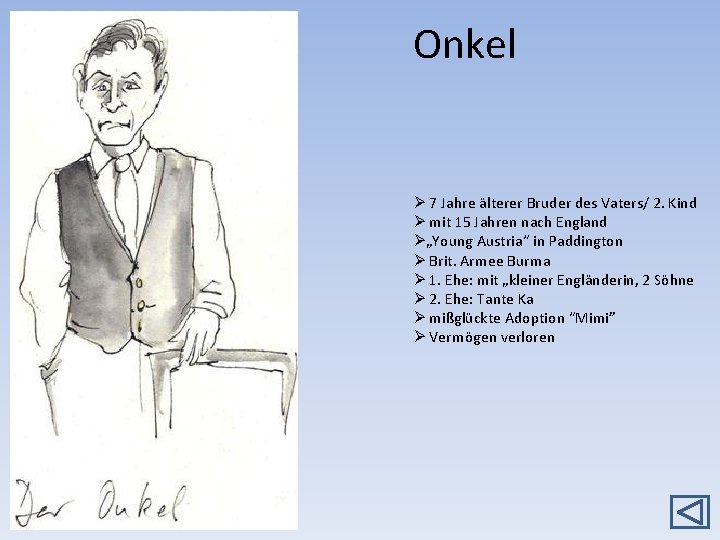 Onkel Ø 7 Jahre älterer Bruder des Vaters/ 2. Kind Ø mit 15 Jahren