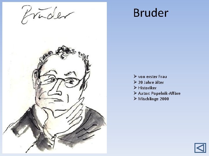 Bruder Ø von erster Frau Ø 20 Jahre älter Ø Historiker Ø Autor: Popelnik-Affäre
