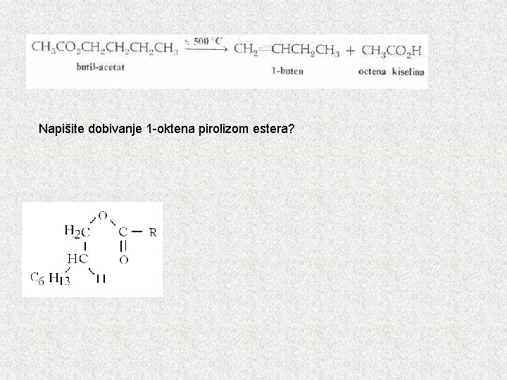 Napišite dobivanje 1 -oktena pirolizom estera? 