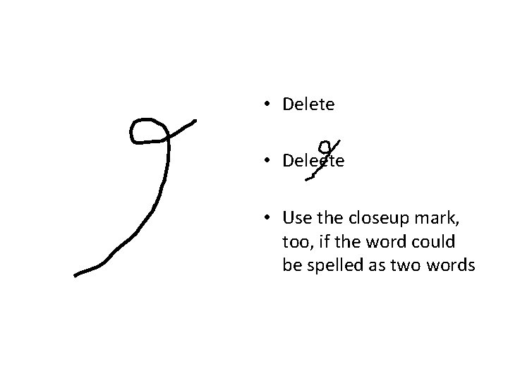 • Delete • Deleete • Use the closeup mark, too, if the word • Delete • Deleete • Use the closeup mark, too, if the word