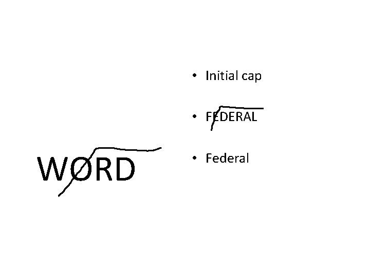 • Initial cap • FEDERAL WORD • Federal • Initial cap • FEDERAL WORD • Federal