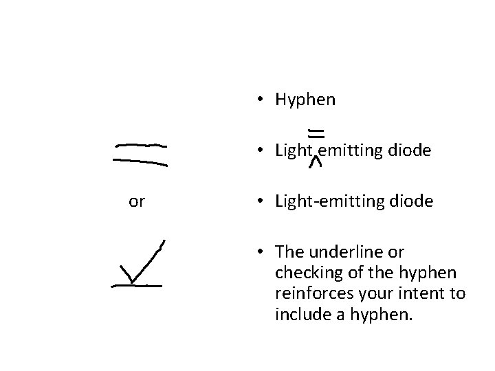 • Hyphen • Light emitting diode or • Light-emitting diode • The underline • Hyphen • Light emitting diode or • Light-emitting diode • The underline