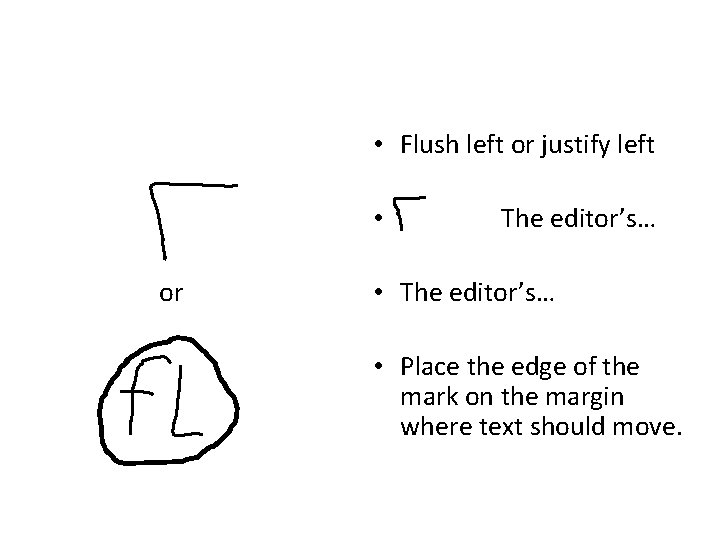 • Flush left or justify left • or The editor’s… • The editor’s… • Flush left or justify left • or The editor’s… • The editor’s…