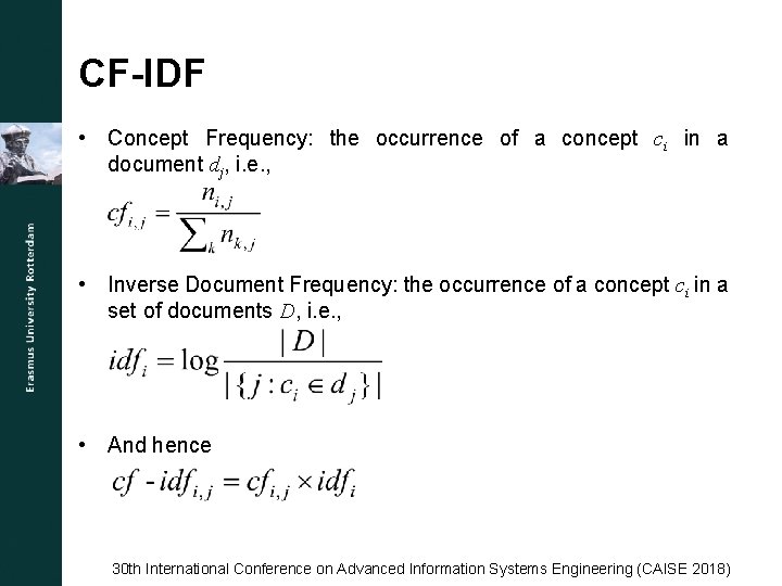 CF-IDF • Concept Frequency: the occurrence of a concept ci in a document dj,