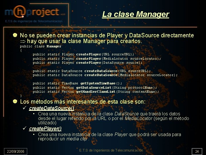 La clase Manager | No se pueden crear instancias de Player y Data. Source