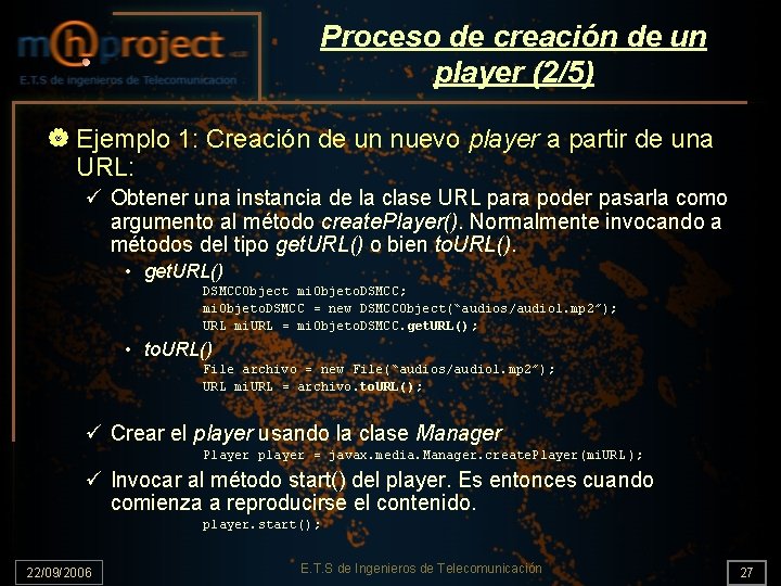 Proceso de creación de un player (2/5) | Ejemplo 1: Creación de un nuevo