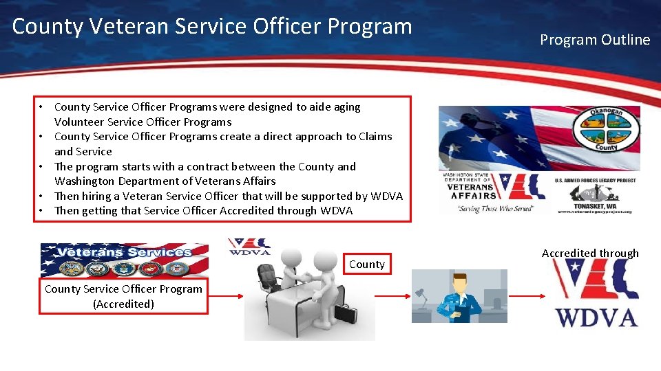 County Veteran Service Officer Program Outline • County Service Officer Programs were designed to