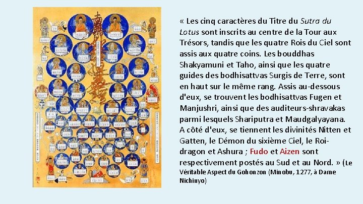  « Les cinq caractères du Titre du Sutra du Lotus sont inscrits au