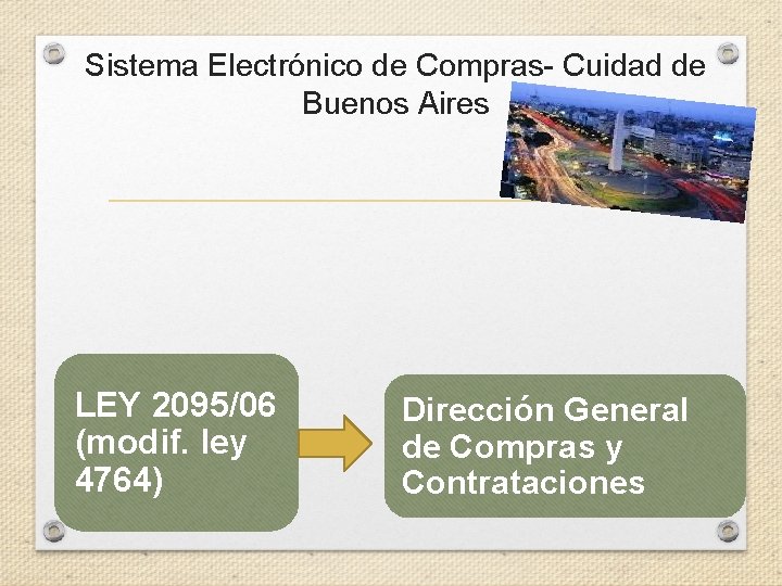 Sistema Electrónico de Compras- Cuidad de Buenos Aires LEY 2095/06 (modif. ley 4764) Dirección