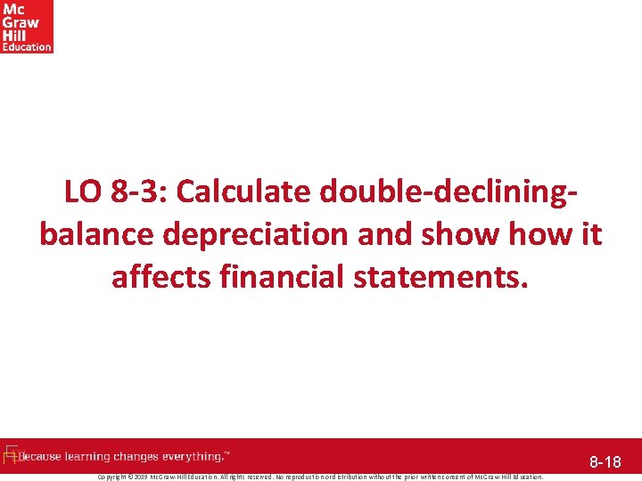 LO 8 -3: Calculate double-decliningbalance depreciation and show it affects financial statements. 8 -18