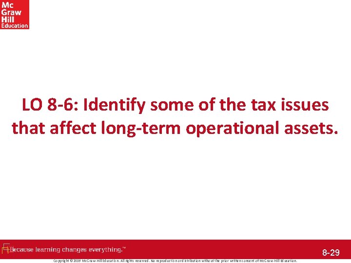 LO 8 -6: Identify some of the tax issues that affect long-term operational assets.