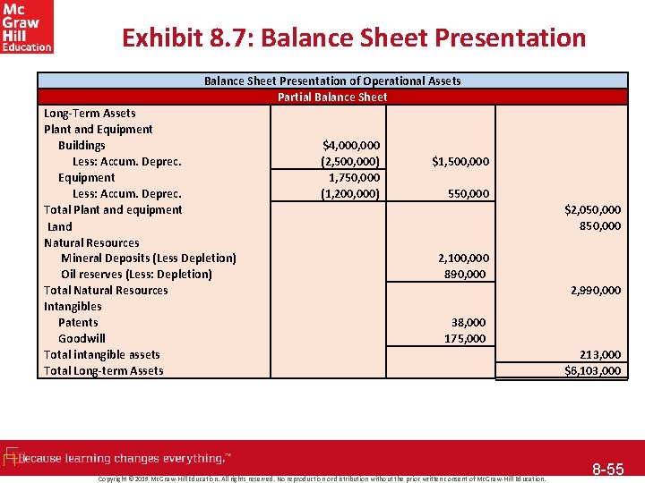 Exhibit 8. 7: Balance Sheet Presentation of Operational Assets Partial Balance Sheet Long-Term Assets
