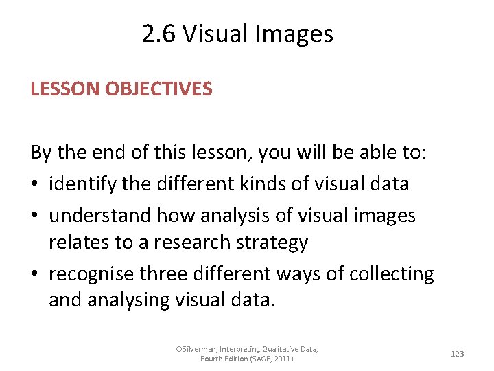 2. 6 Visual Images LESSON OBJECTIVES By the end of this lesson, you will