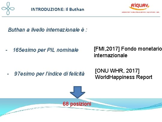 INTRODUZIONE: Il Buthan a livello internazionale è : - 165 esimo per PIL nominale