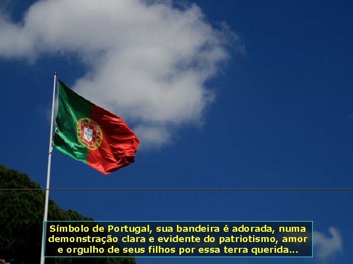 Símbolo de Portugal, sua bandeira é adorada, numa demonstração clara e evidente do patriotismo,